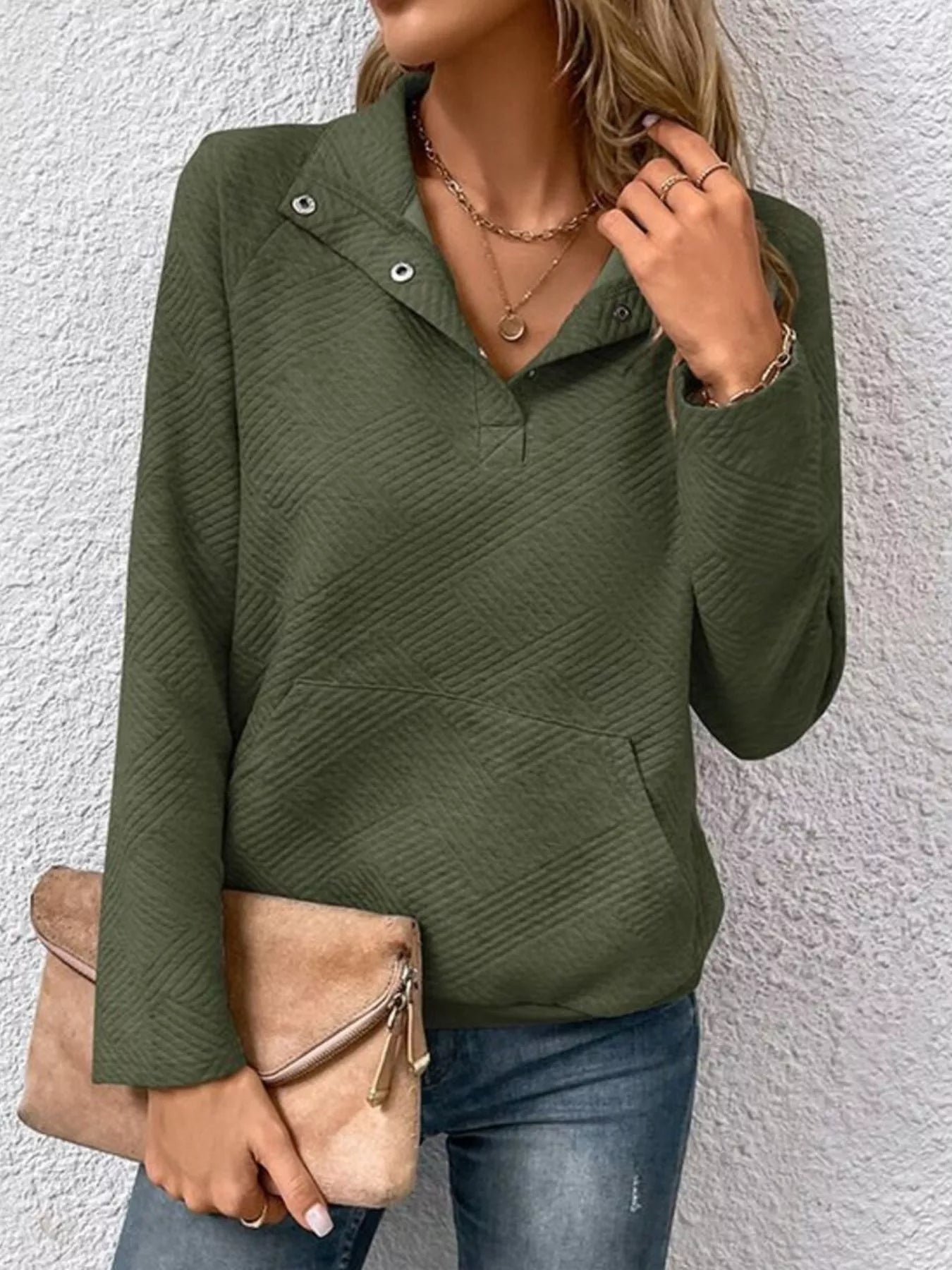Textured Quarter Snap Sweatshirt
