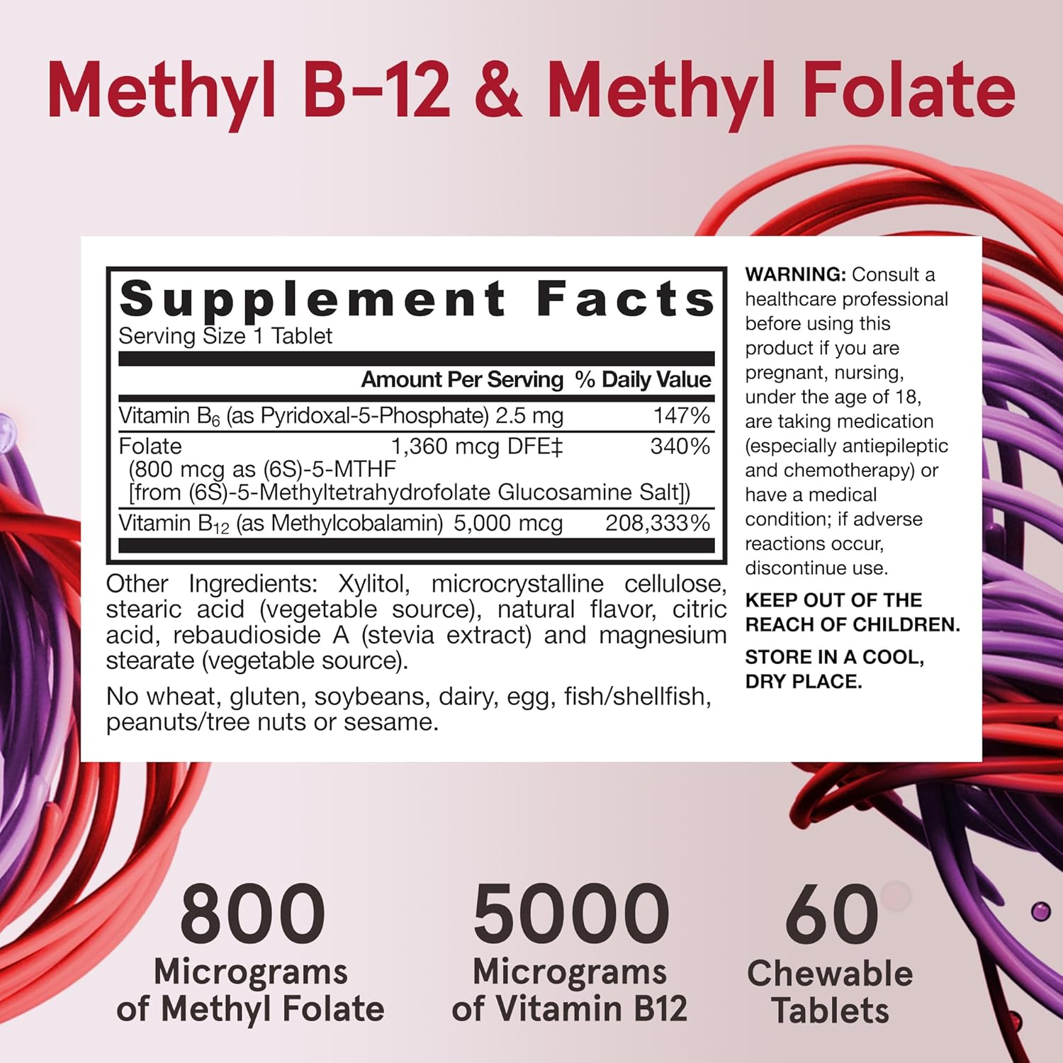 Jarrow Formulas Methyl B-12 & Folate Lemon 60 Chewable Tablets 2Pack! 120 Chewable Tablets Total