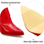Wsheliu Womens Size 6.5 Shiny Red Thigh High 4" Heel Size Zip Boots Shoes