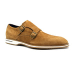 56-100-CGN LEGERRA Sueded Goatskin Monkstrap, Cognac