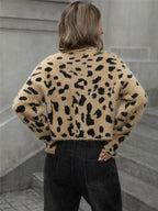 Leopard Fuzzy Knit Cropped Sweater