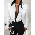 Women’s Black White Colorblock Shirt
