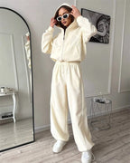 Women’s Sportswear Set Solid Color Cardigan Set