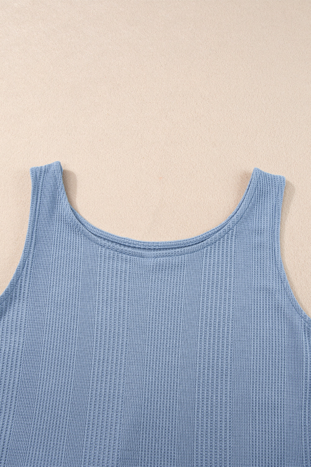 Duffel Green Solid Color Ribbed Ruffle Tank Top and Pants Set