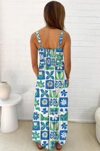 Multicolour Boho Floral Checkered Maxi Dress