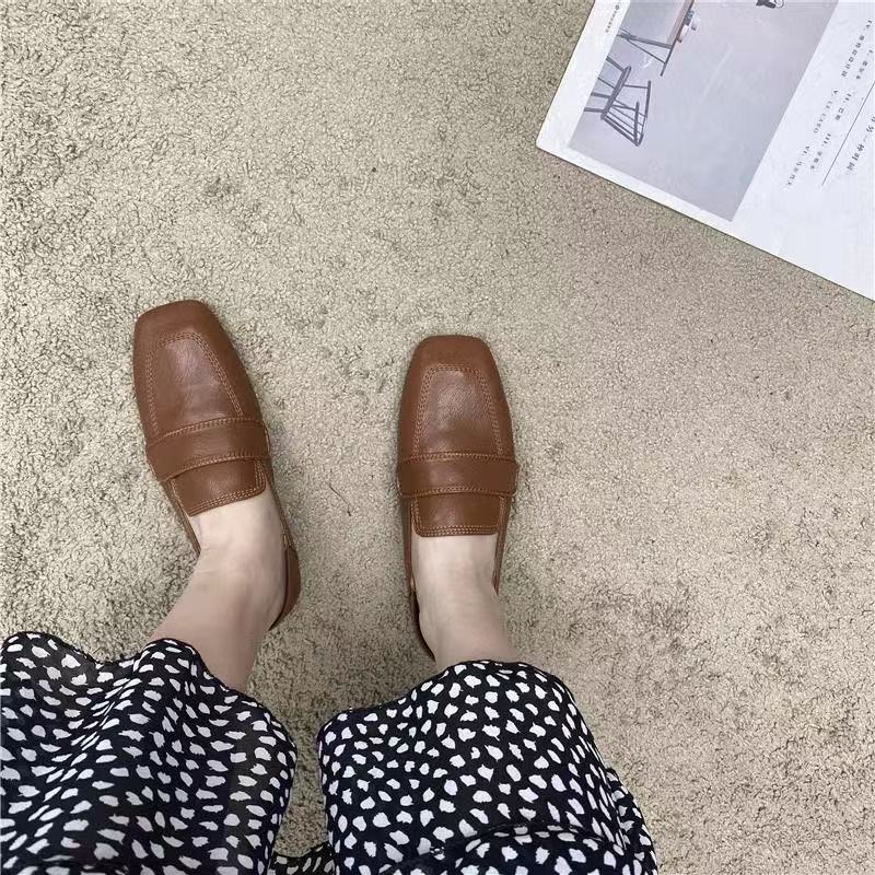 French-Style Retro Square Toe Flat Loafers