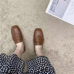 French-Style Retro Square Toe Flat Loafers