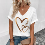 Womens Stylish Printed Slim-fit Short-sleeve Top