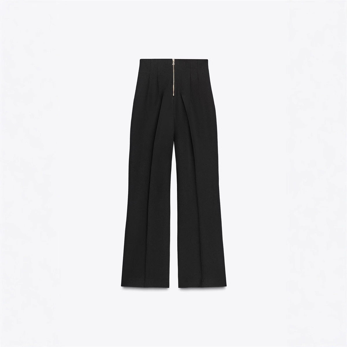 Retro Fashion Versatile Slimming High-waisted Pants With Zip Decoration