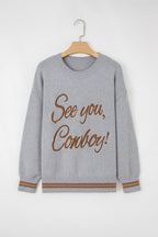 Peach Blossom Letter Embroidered Graphic Sweater