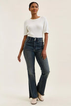 Judy Blue High Waist Double Button Frayed Hem Jeans