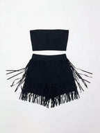 Tube Top and Fringe Shorts Set