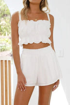 Ruffled Square Neck Cami and Shorts Set