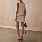Women's Irregular Sleeveless Vest Top & High-Waist Midi Skirt Set – 2-Piece