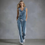Women's Velvet Wide-Leg Pants & Sleeveless Top Set