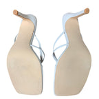 Coutgo Womens Size 8 White Strappy 4" Heel Thong Slide On Open Square Toe Shoes