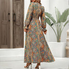 Retro Geometric Print Maxi Dress