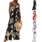 Womens Printed Sleeveless Loose Casual Wide-Leg Pants