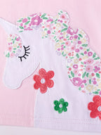 Children's Floral Unicorn Top and Shorts Set