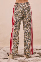 BiBi Leopard Print Pants with Side Contrast and Tucking Welt Pocke