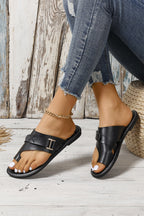 White Toe Ring Flat Sandal Slippers