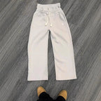 Trendy Double-waist Five-pointed Star Embroidery Couple Simple Casual Fake Two-piece Wide-leg Sweatpants