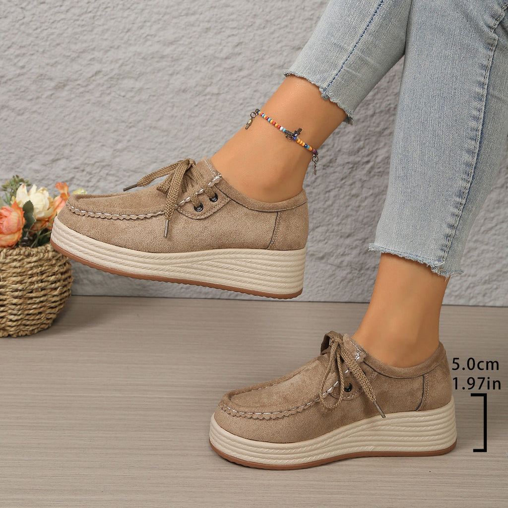 Lace-Up Chunky Sole Suede Pumps