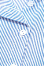 Sky Blue Stripe Contrasted Varsity Stripe Leopard Patchwork Button Down Shirt
