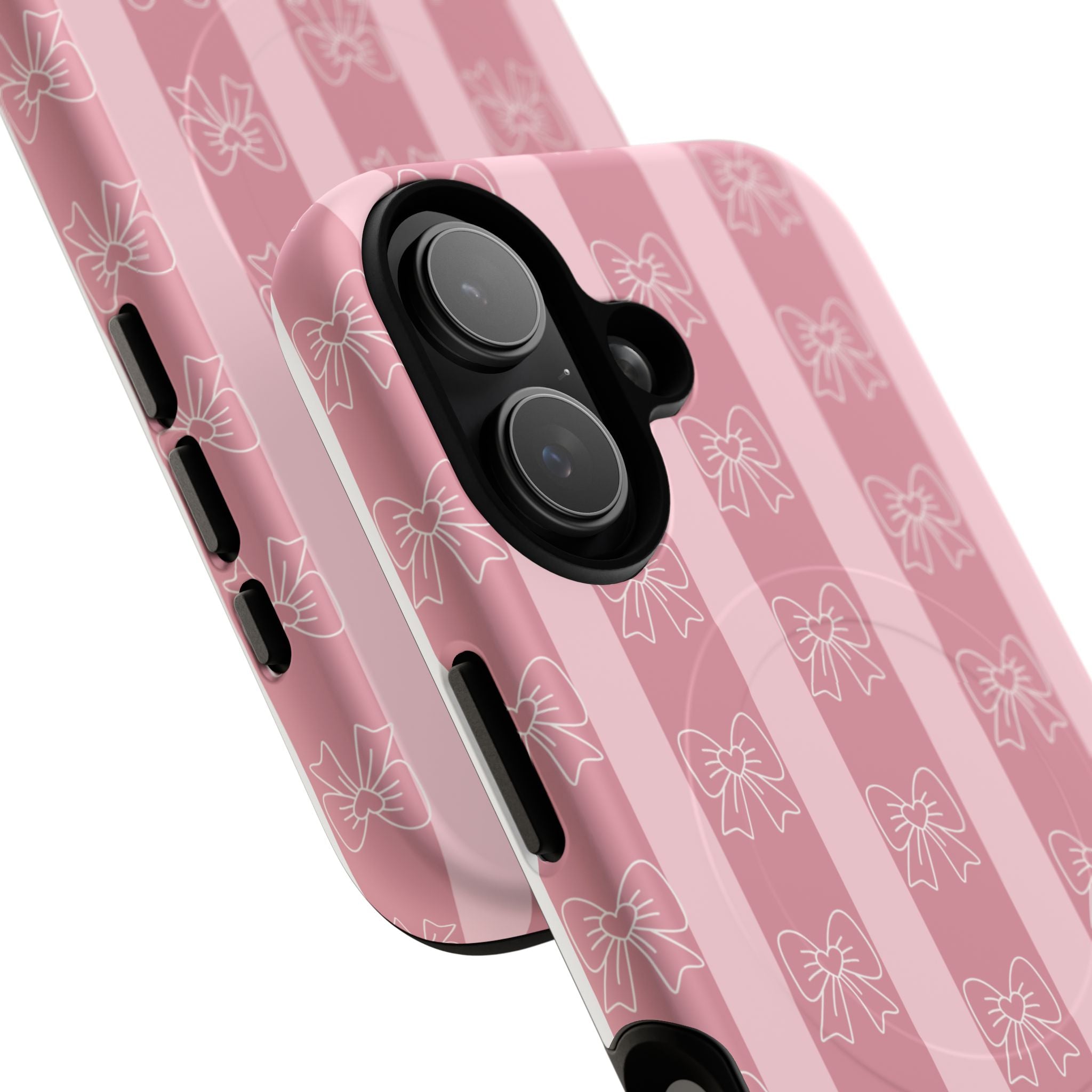 Pink Bow Stripes Magnetic Phone Case Tough Protective iPhone Cover