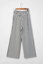 Black Striped Frill Knot Waist Decor Pants