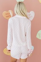 Pink Bow Lattice Print Bow Ties 2pcs Pajama Set