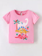 Children's Cute Dinosaur Graphic Short Sleeve T-Shirt