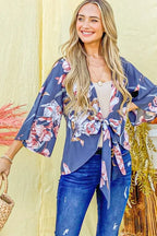And The Why Front Tie Knot Floral Print Top