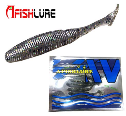 AFISHLURE 6pcs/lot T Tail Soft Worm 3.2g 75mm Paddle wobbler fishing lure for bass Fishing Bait Grub Swimbait