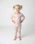 Softball Cherry Mom And Girl Matching Bamboo Two Piece Long Sleeve Pajama Set