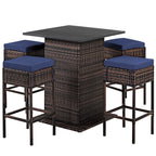 5 Pieces Patio Rattan Bar