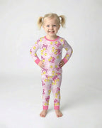 Softball Cherry Mom And Girl Matching Bamboo Two Piece Long Sleeve Pajama Set