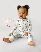 Custom Dogs Photo "Protected By" Bamboo Convertible Zippered Romper