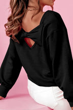 Bow Round Neck Long Sleeve Sweatshirt