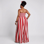 Striped Tie Front Jumpsuit