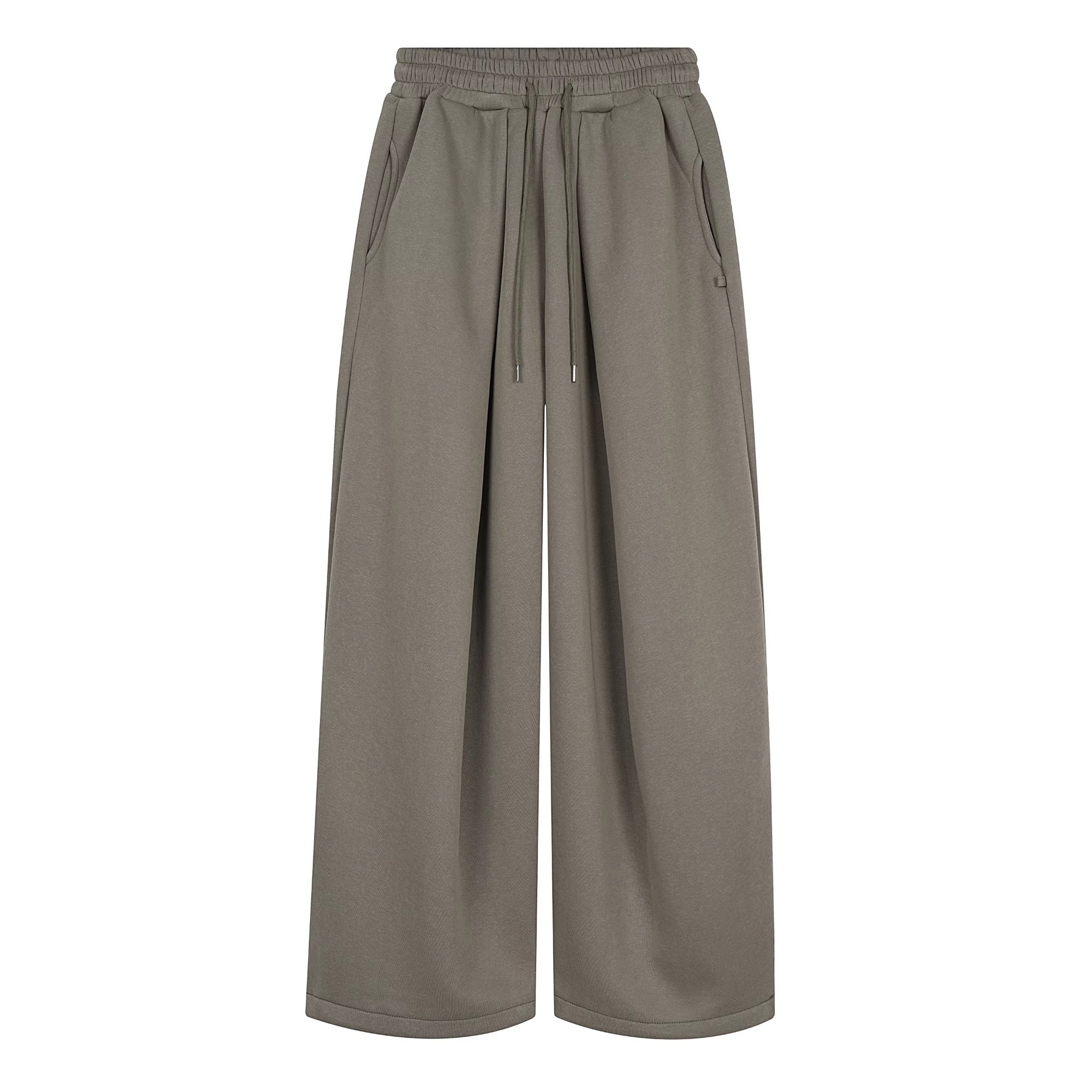 Embroidered Pleated Drawstring Sweatpants For Women Loose Straight Fit