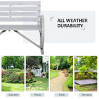 41" Wooden Wagon Wheel Bench Rustic Outdoor Patio Weather Resistance Furniture 2-Person Slatted Seat Bench with Backrest Light Gray