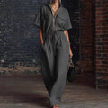 Women’s Stand Collar Sleeveless Wide-Leg Jumpsuit