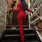 Long Sleeve Sweater And High Waist Long Pants Set