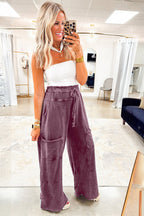 Wild Ginger  Mineral Wash Knot High Waist Raw Hem Pants