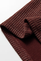 Red Sandalwood Ribbed Knit Buttons Front Flap Pocket Casual Shacket