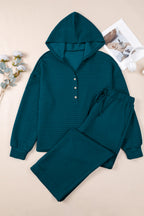 Skobeloff Checkered Texture Hooded Top and Loose Pants Set