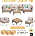7 Piece Wicker Patio Furniture Set with Thick Cushions