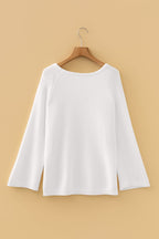 Pink Solid Color Knit Loose Bracelet Sleeve Dolman Sweater
