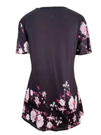 Women’s Printed Faux Two-Piece V-Neck Short Sleeve Top
